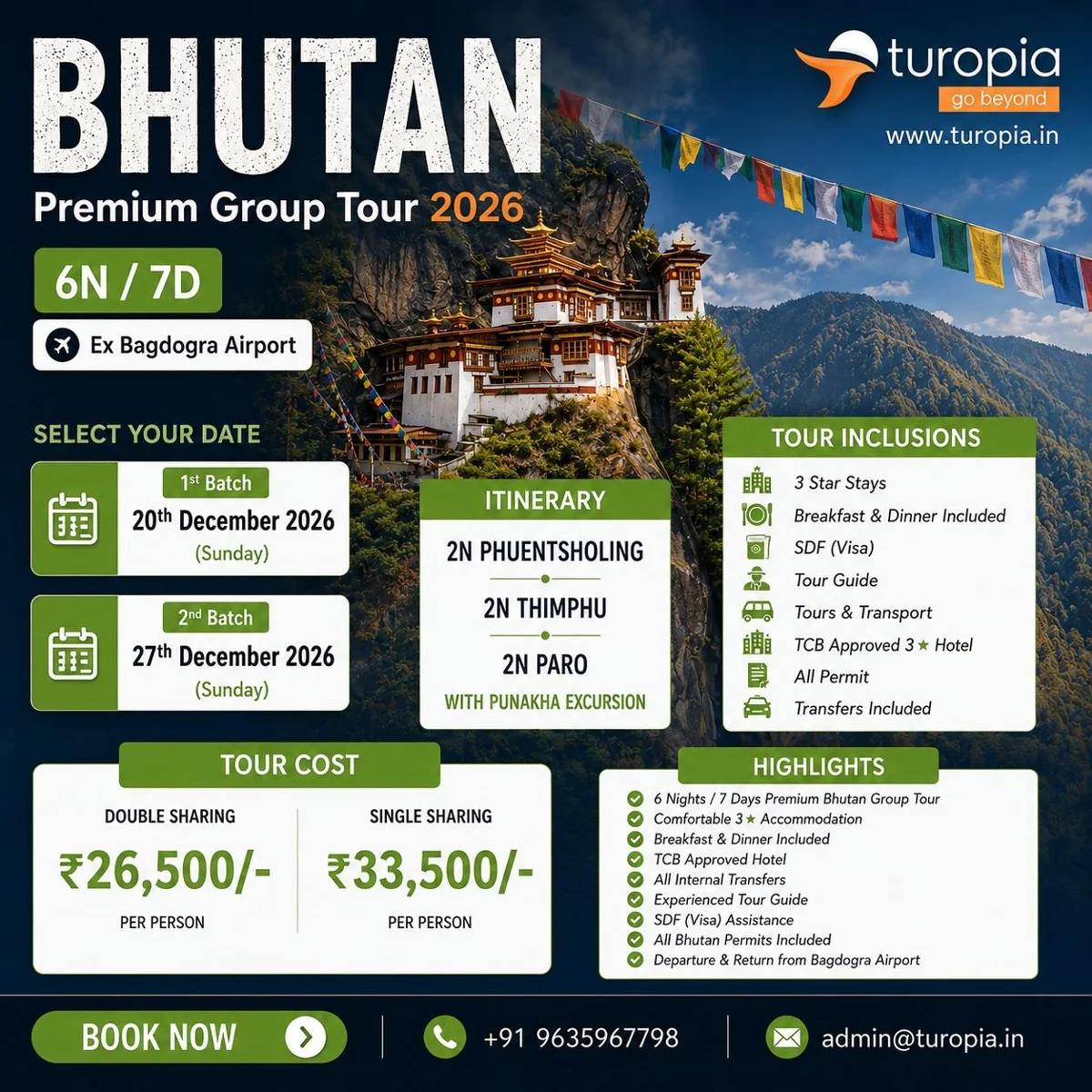Bhutan Group Tour — Departs On: 20th December, 2026